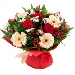  Kemer Çiçek - Gül Ve Gelbera Buketi