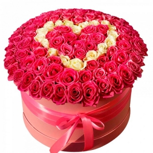  Kemer Çiçek Siparişi - Kutuda Pembe Beyaz Güller